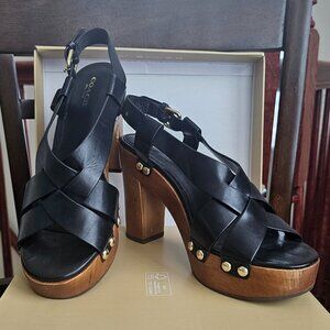 Coach Black Leather Block Heels